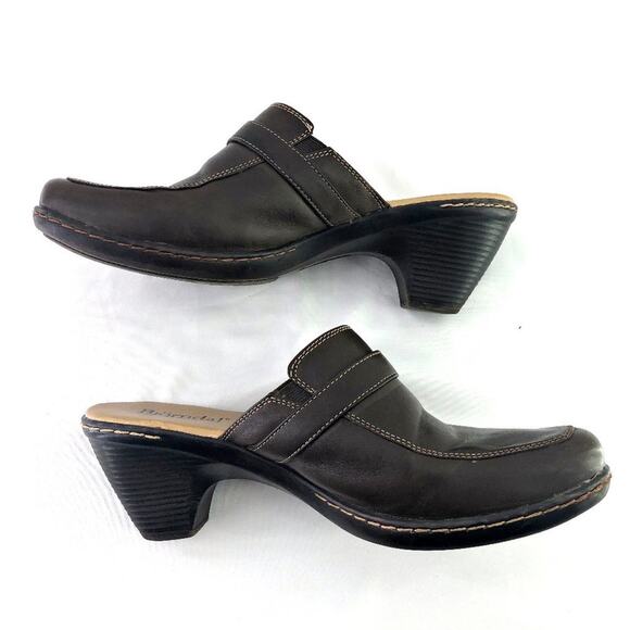 Bjorndal Brown Leather Kendall 136181 Slip On Clog Mule Wedge Shoe 9.5 Durable - Picture 4 of 9